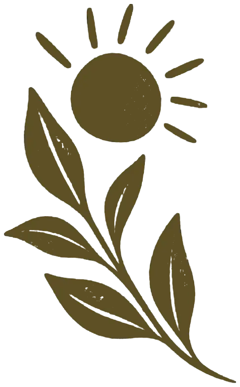 Zweig mit Sonne in Olivgrün